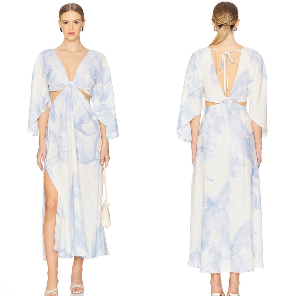 NWT BOAMAR Avalon Floral Light Blue Revolve Cutout Maxi Dress in Blossom Size XL - Picture 4 of 11